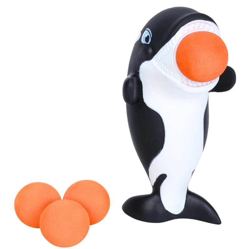 Orca Whale Popper Toy – Launches 4 Foam Balls up to 0.5 Meters