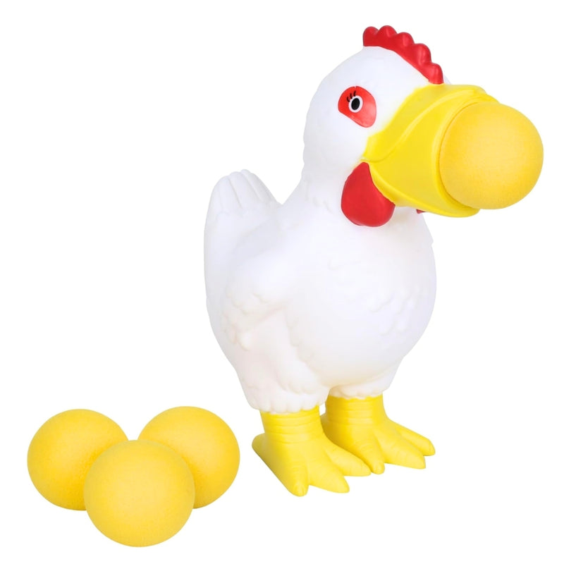 White Chicken Popper Toy – Launches 4 Foam Balls up to 0.5 Meters