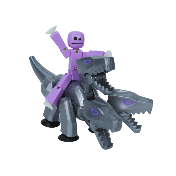 StikBot & Mega Monster Pack – Exclusive Lavender Purple StikBot + Silver Cerberus