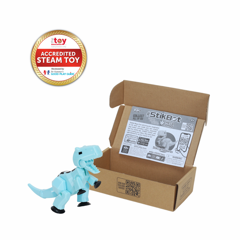 StikBot Mega Dino | Ice Blue - Stop Motion Action Figure