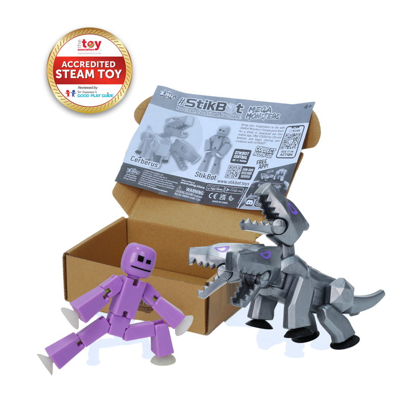 StikBot & Mega Monster Pack – Exclusive Lavender Purple StikBot + Silver Cerberus