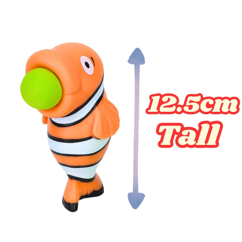 Clown Fish Popper Toy – Launches 4 Foam Balls up to 0.5 Meters