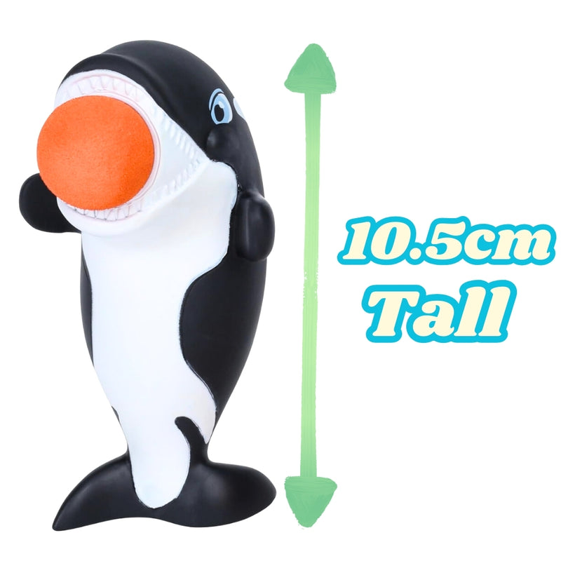 Orca Whale Popper Toy – Launches 4 Foam Balls up to 0.5 Meters