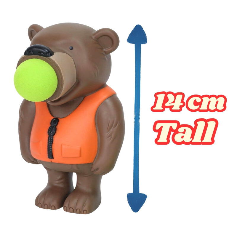 Brown Bear Popper Toy – Launches 4 Foam Balls up to 0.5 Meters