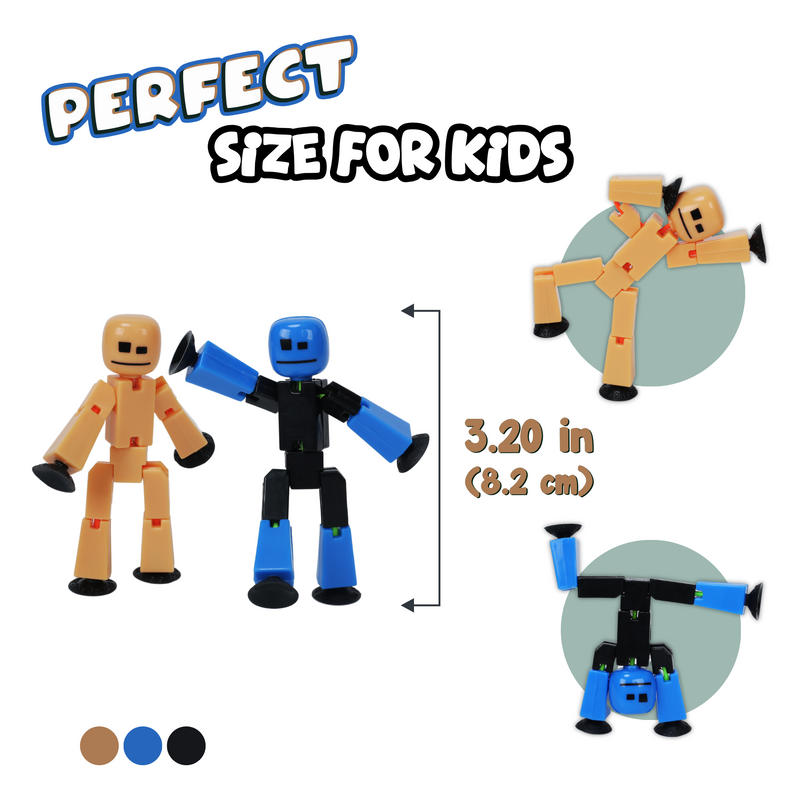 Stikbot Family Pack, Set of 6 Stikbot Collectable Action Figures, Includes 2 Stikbots, 2 Junior Stikbots, 1 Dog, and 1 Cat