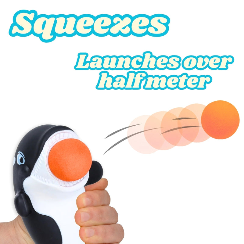 Orca Whale Popper Toy – Launches 4 Foam Balls up to 0.5 Meters