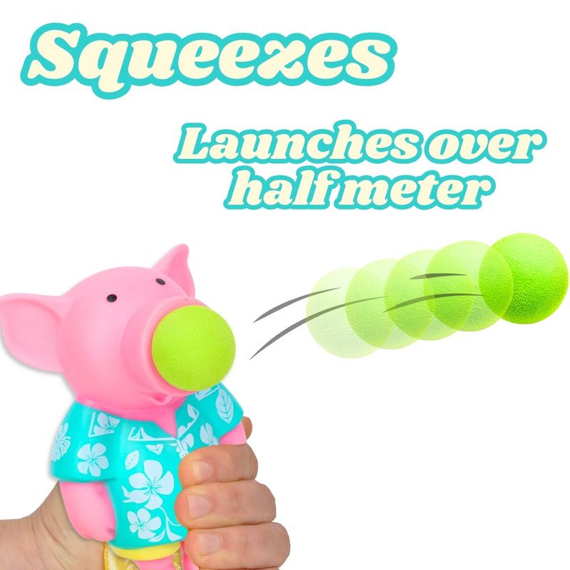 Piggy Popper Toy – Launches 4 Foam Balls up to 0.5 Meters