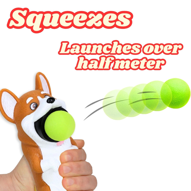 Corgi Popper Toy – Launches 4 Foam Balls up to 0.5 Meters