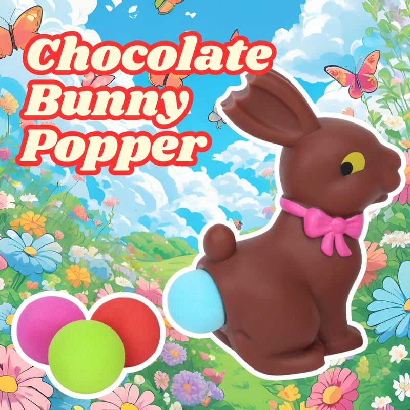 Chocolate Bunny Popper Toy – Launches 4 Foam Balls up to 0.5 Meters