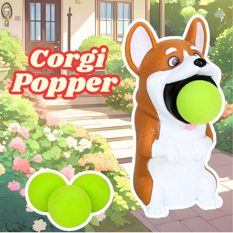 Corgi Popper Toy – Launches 4 Foam Balls up to 0.5 Meters