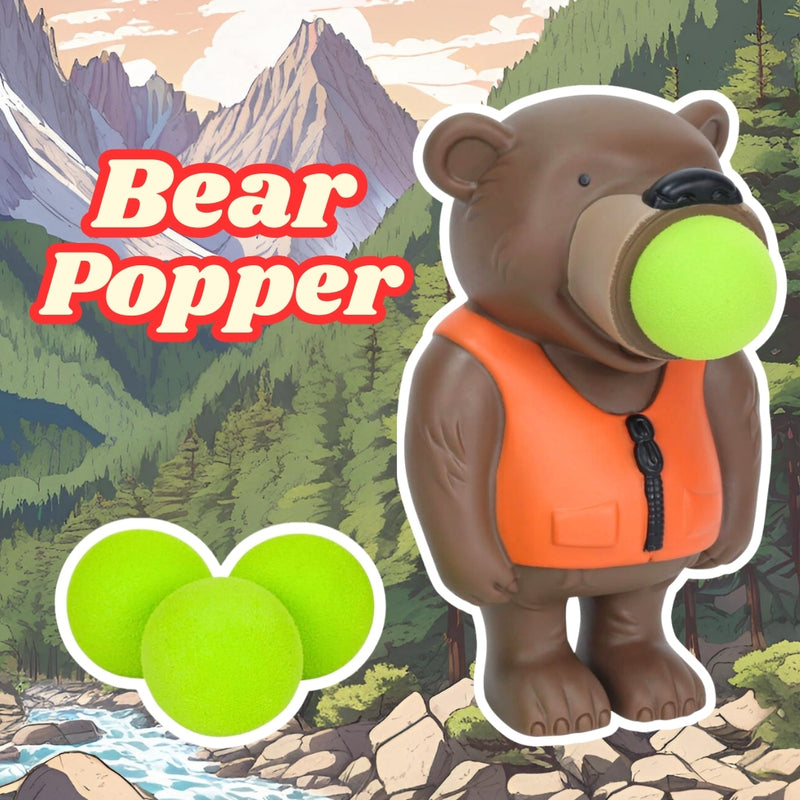 Brown Bear Popper Toy – Launches 4 Foam Balls up to 0.5 Meters