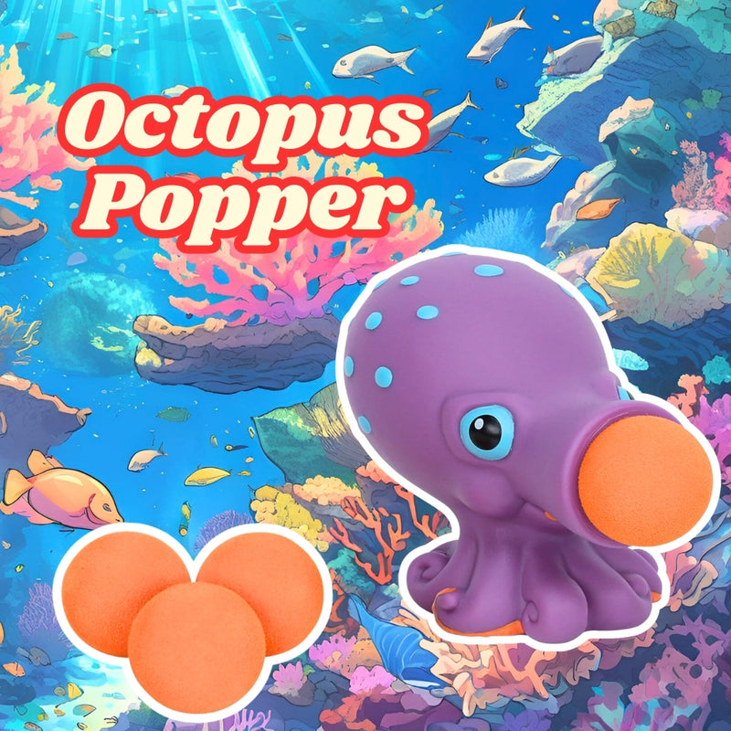 Octopus Popper Toy – Launches 4 Foam Balls up to 0.5 Meters