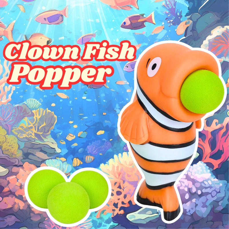 Clown Fish Popper Toy – Launches 4 Foam Balls up to 0.5 Meters