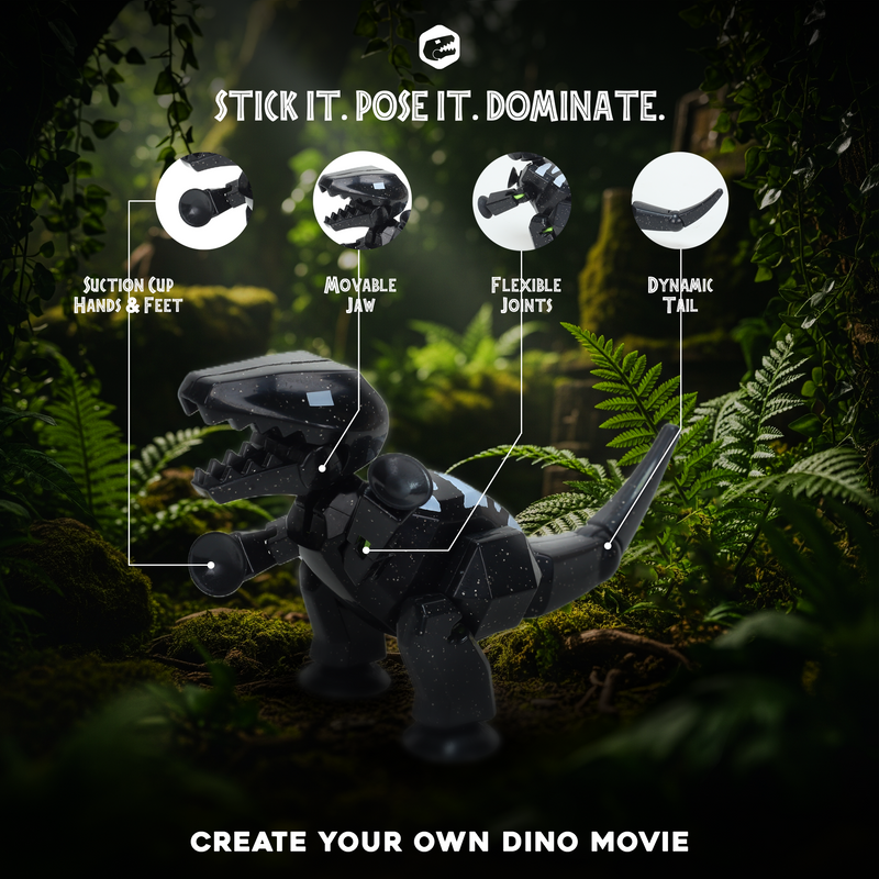 StikBot Mega Dino | Space Black - Stop Motion Action Figure