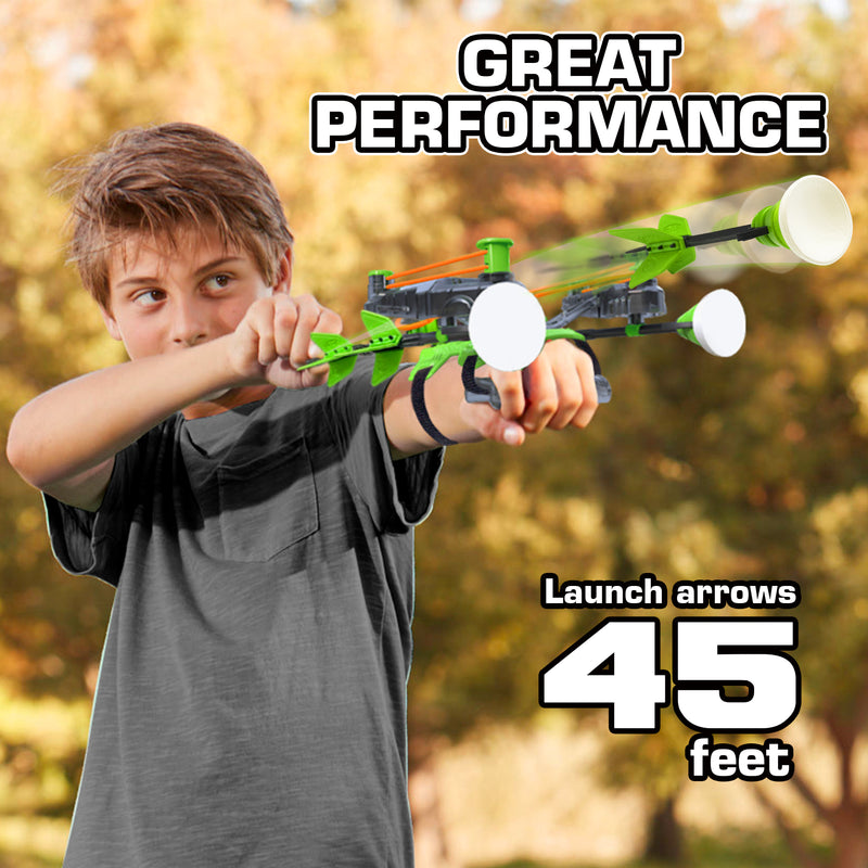 Air Hunterz Wrist Bow Green - Includes 1 Wrist Bow and 3 Suction Cup Arrows, Launches Arrows Up to 45 ft