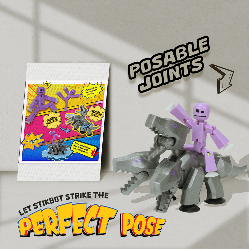 StikBot & Mega Monster Pack – Exclusive Lavender Purple StikBot + Silver Cerberus