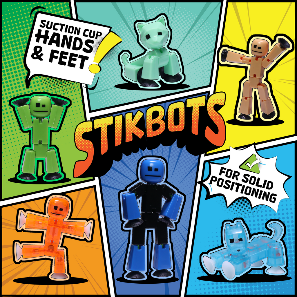Mini Stickbot StikBot Family Pack (NEW Colors): Stop Motion Family Fun!