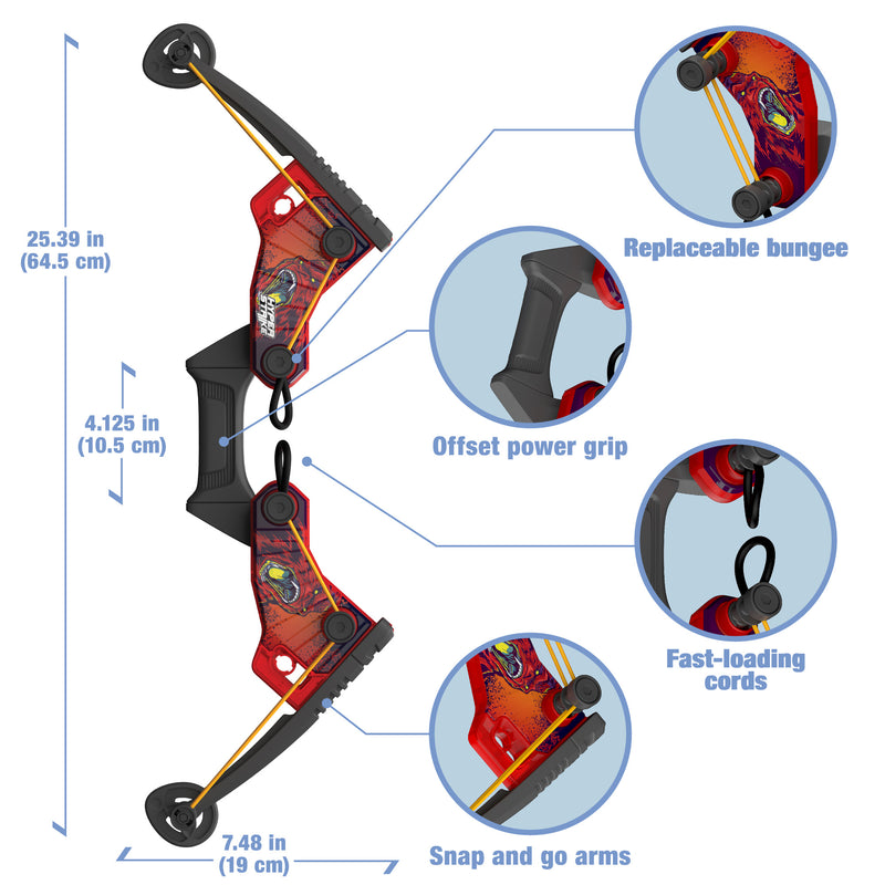 HyperStrike Firetek Bow Archer Pack : 1 Light Up Bow and 3 Light Up Zonic Whistle Arrows