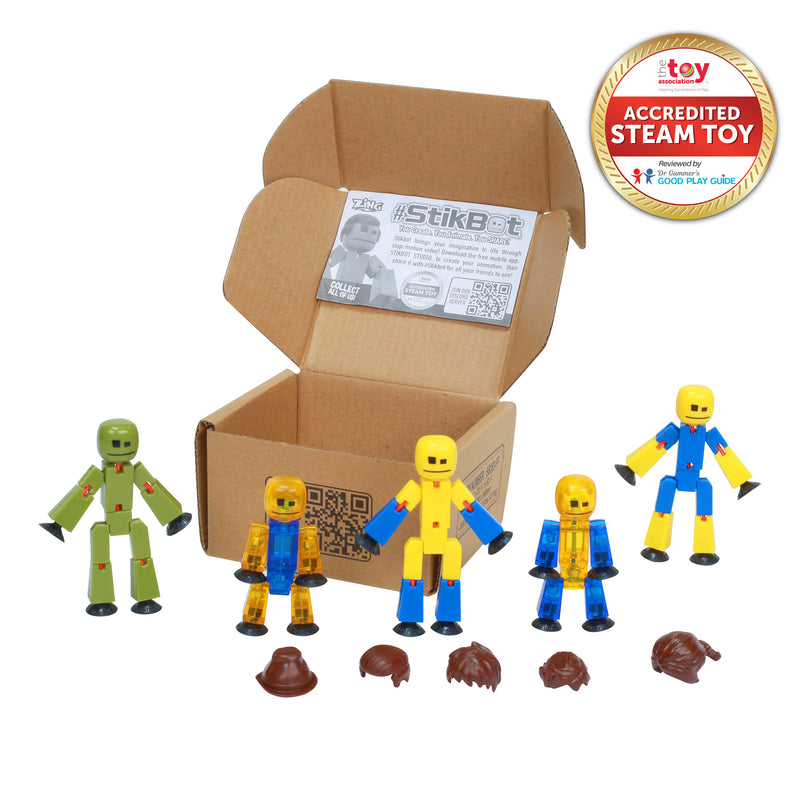 StikBot Special Family Pack - 5 StikBots and 1 Set of Hair