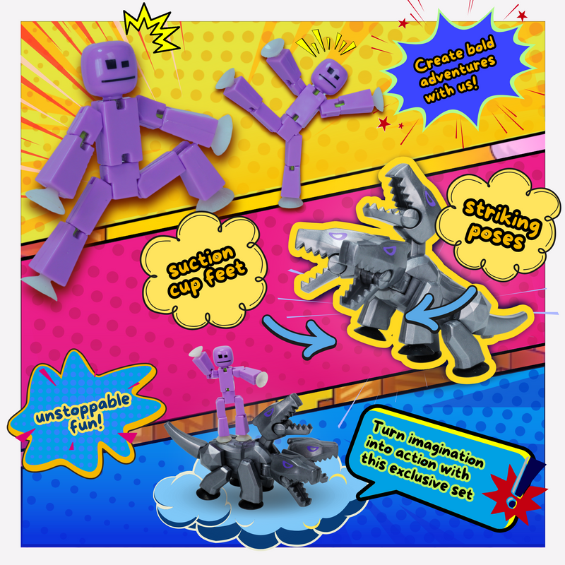 StikBot & Mega Monster Pack – Exclusive Lavender Purple StikBot + Silver Cerberus