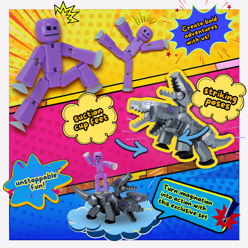 stikbot monsters StikBot Silver Cerberus Mega Monster & Lavender StikBot Duo