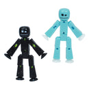 StikBot Dual Pack Solid Ice Blue + Solid Black Sparkle -  Collectible Stop Motion Figures