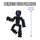 StikBot Dual Pack Solid Ice Blue + Solid Black Sparkle -  Collectible Stop Motion Figures