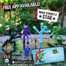 StikBot Dual Pack Solid Ice Blue + Solid Black Sparkle -  Collectible Stop Motion Figures