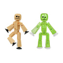 StikBot Dual Pack — Sand and Clear Light Green Sparkle | Stop Motion Figures