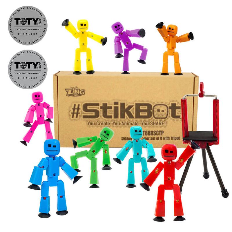 Stikbot - 8 Solid Colors with Tripod