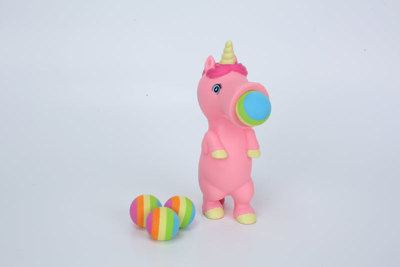 Pink Unicorn Popper Toy – Launches 4 Foam Balls up to 0.5 Meters